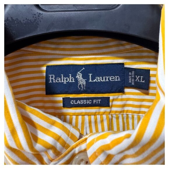 Ralph Lauren Shirt Men orange Stripe Button Down Long Sleeve Logo XL - Picture 2 of 4